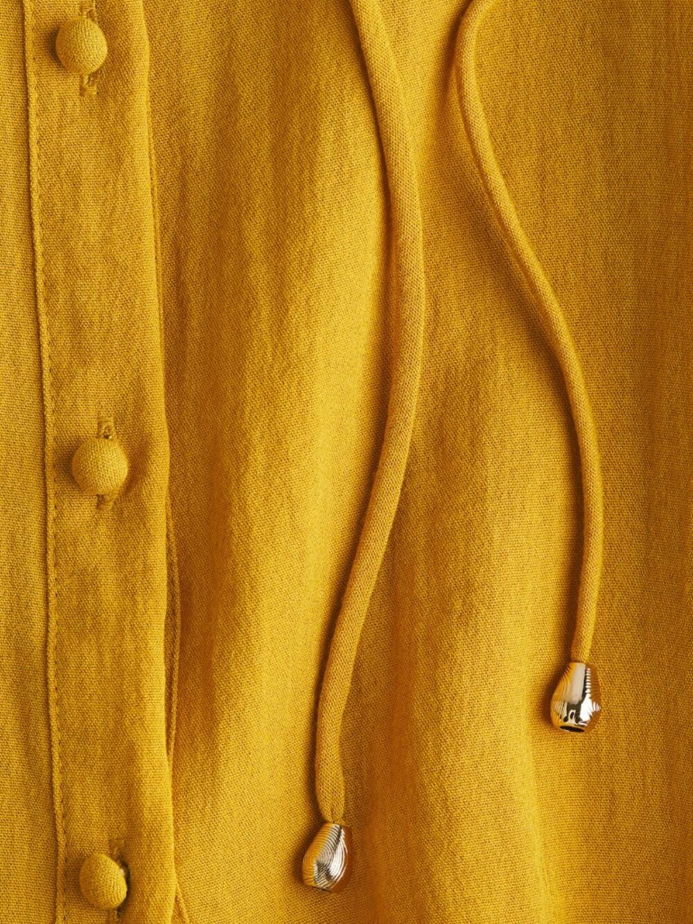 H&M Dark Mustard Crinkled Dress with Eyelet Embroidery - Picture 3 of 3